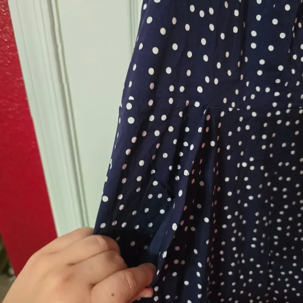 NWT 41 Hawthorn Navy Blue & White Polka Dot Dress 2X - Picture 5 of 9
